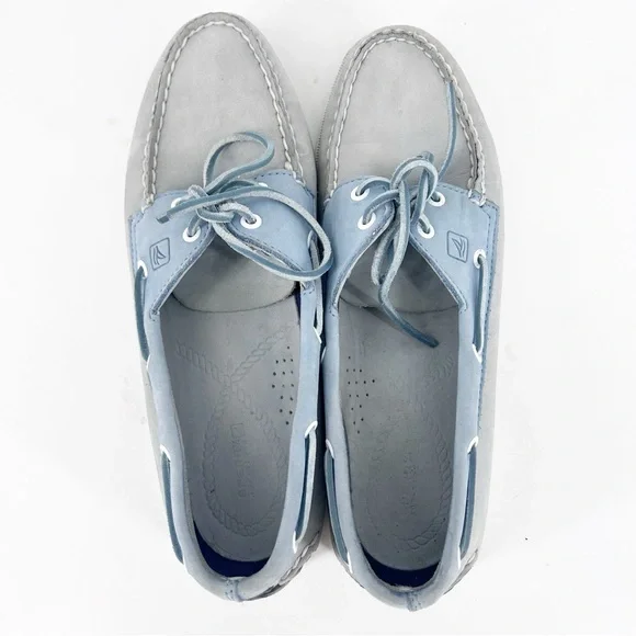 Sperry Gray and Blue Boat Shoes - Picture 4 of 6